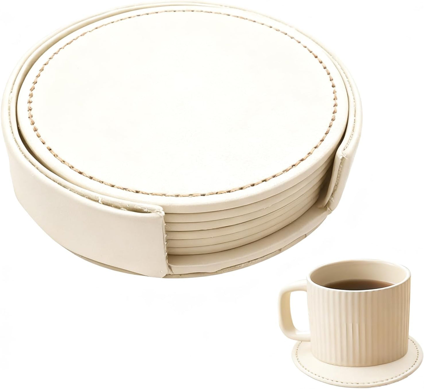Set de dessous de verre avec support: résistant à la chaleur, en bois, Lot de 6, noir