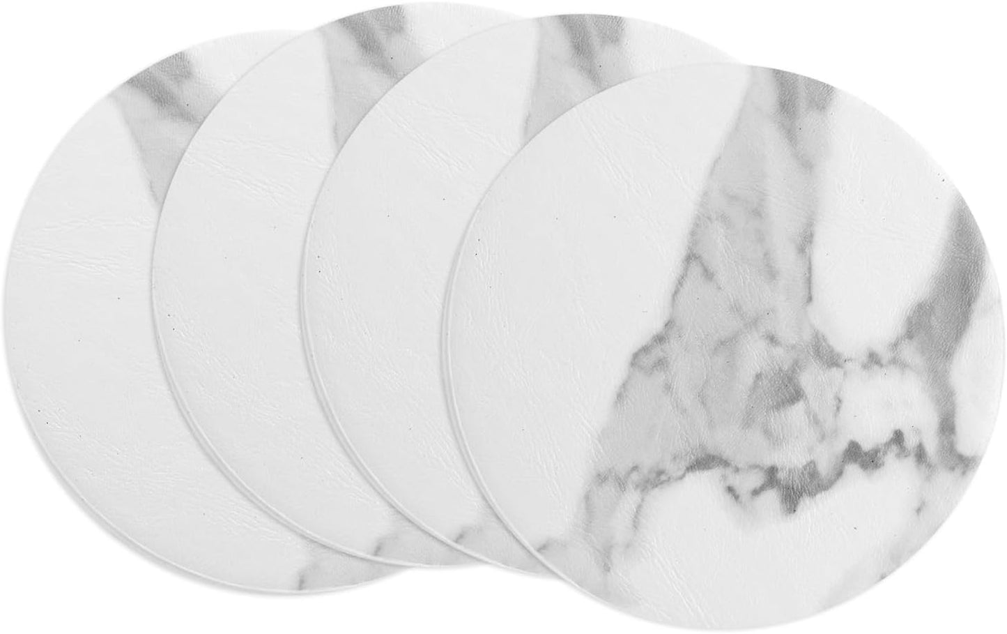Dessous de verre — antidérapant, résistant à l'eau, Ensemble de 4, blanc