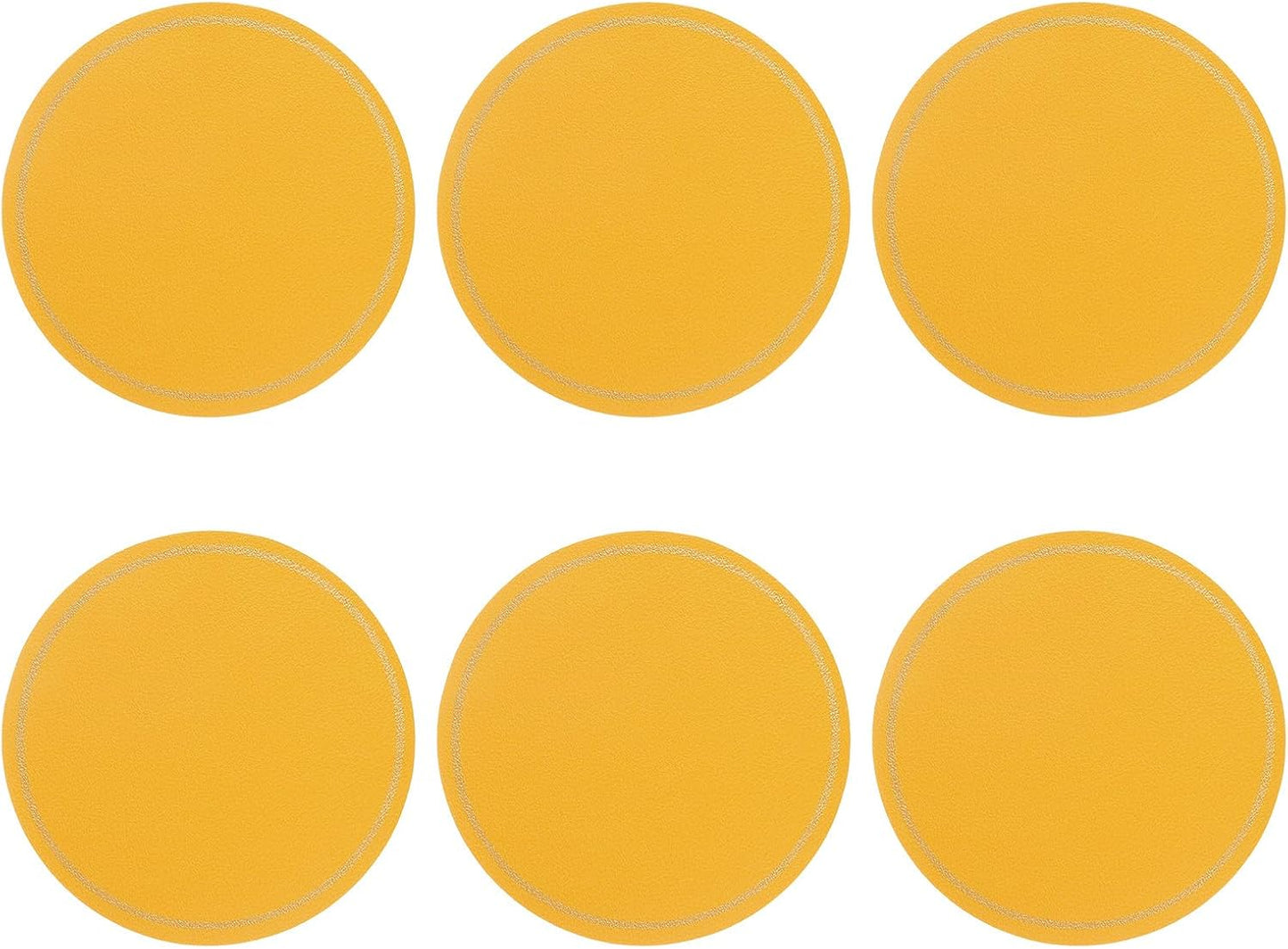 Dessous de verre: 6 pièces, 4 Pouces, jaune