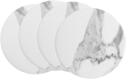 Dessous de verre — antidérapant, résistant à l'eau, Ensemble de 4, blanc
